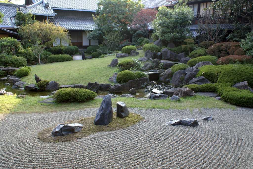 натуральный камень в ландшафте, японский стиль 